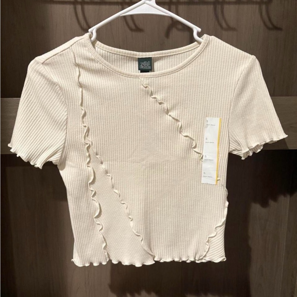 Wild Fable Cream Ribbed Crop Top